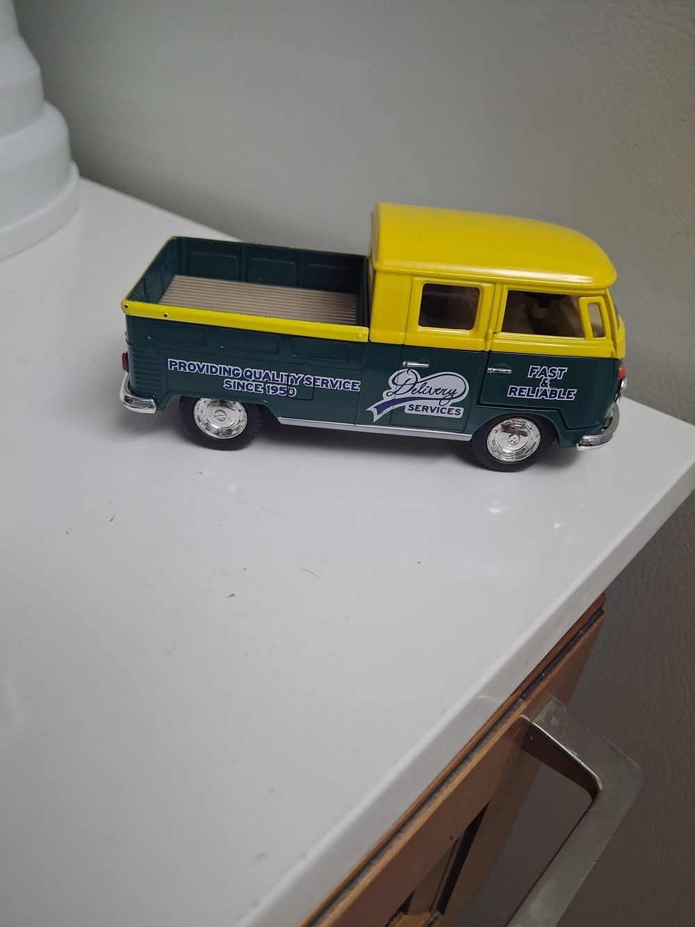 Green and Yellow Delivery Truck Toy - Kids Pickup Vehicle